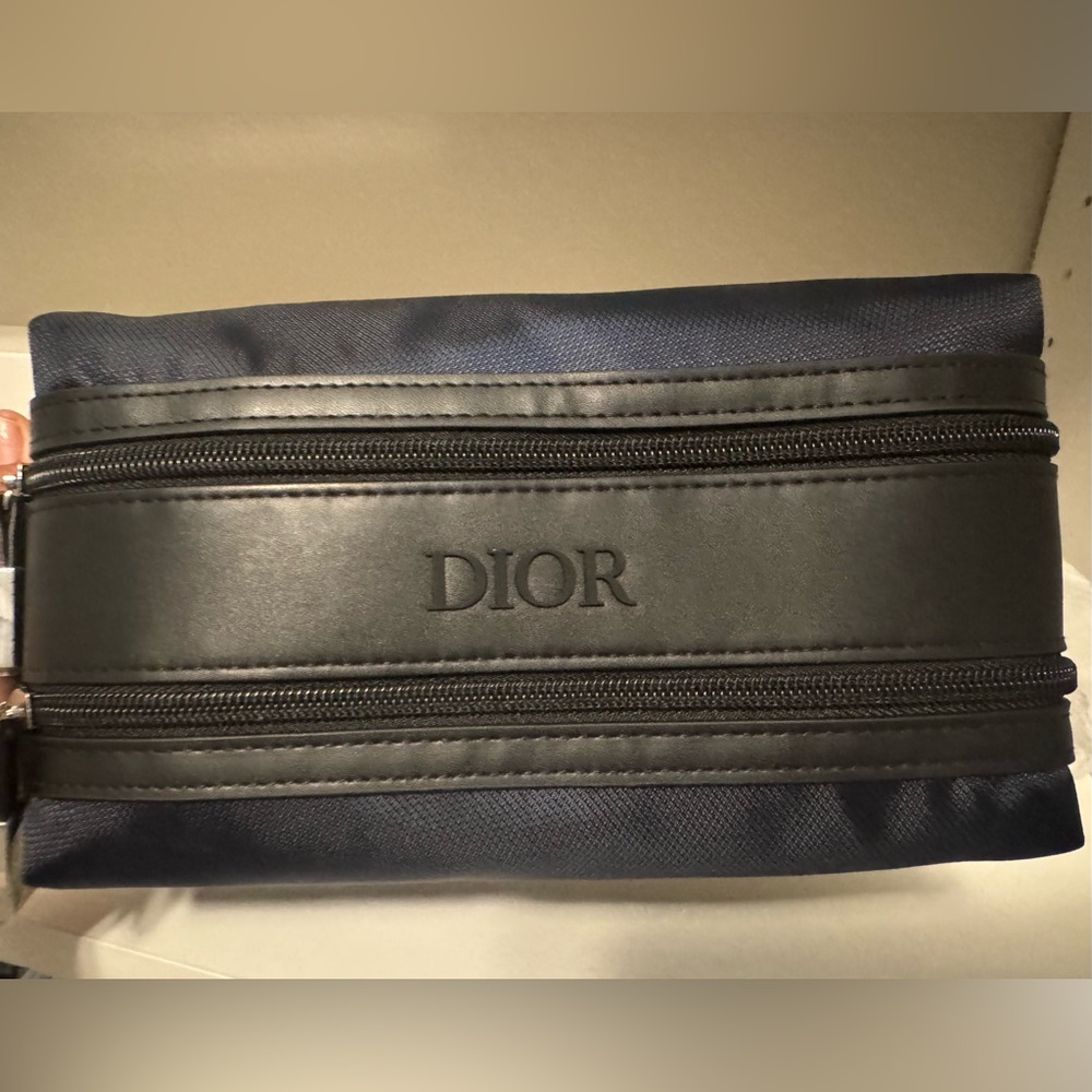 DIOR Men's Navy and Black Travel Pouch
